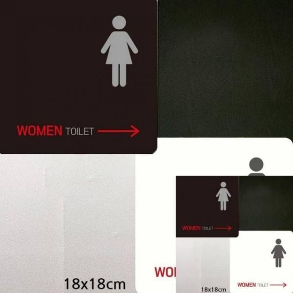 WOMEN TOILET 오른쪽화살표1 부착형 안내판 18x18cm 표찰 표시판