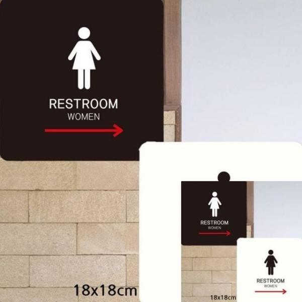 RESTROOM WOMEN 오른쪽1 부착형 안내판 18x18cm 사인물 안내문