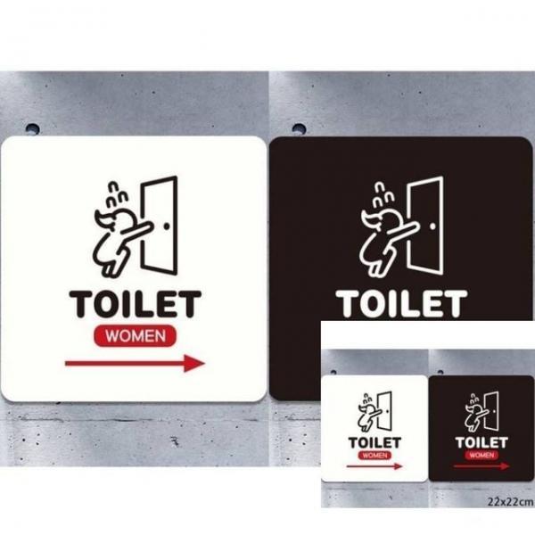 TOILET WOMEN 오른쪽 부착형 안내판 22x22cm 매장표시판 사인물