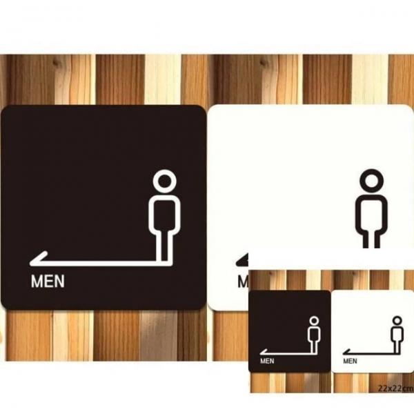 MEN 왼쪽화살표1 부착형 안내판 22x22cm 안내문 표찰