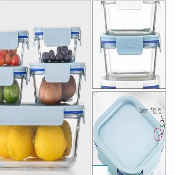 유리 밀폐용기 500ml 2개입 민트 음식보관용기 냉동밀폐용기
