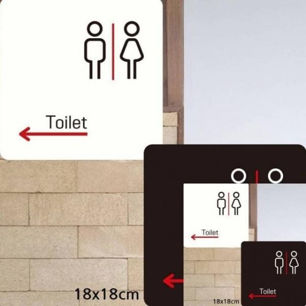 Toilet 왼쪽화살표2 부착형 안내판 18x18cm 흡연실사인왼쪽 사인물 안내문구