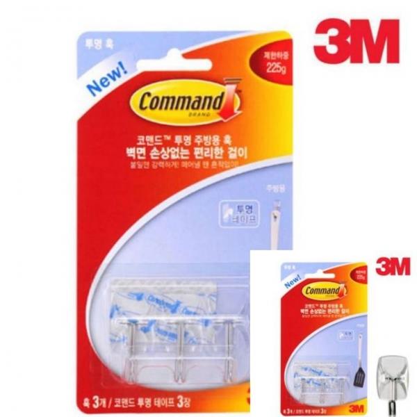 3M 투명 주방용 훅 다용도훅 도구걸이
