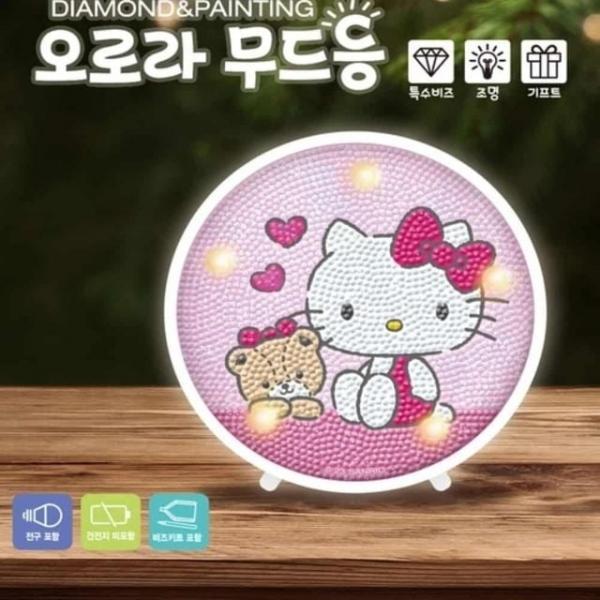 DIY 보석십자수 무드등(키티) 어린이십자수 캐릭터보석십자수