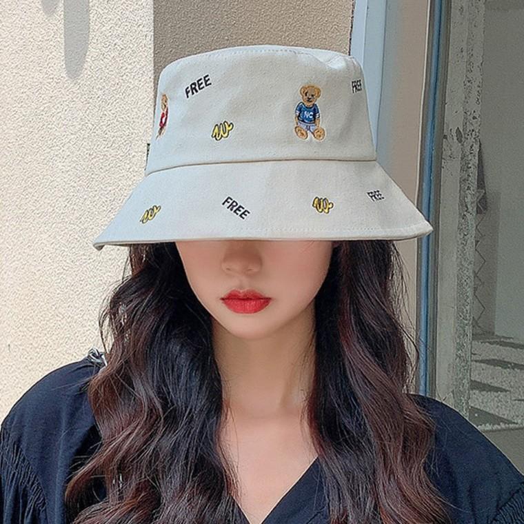 곰 자수 벙거지 봄 가을 모자