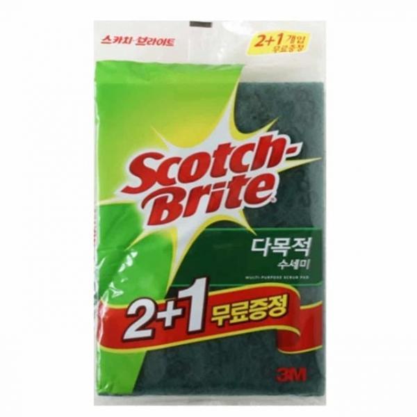 녹색수세미 150mmx230mm 3매입 싱크대수세미 업소수세미