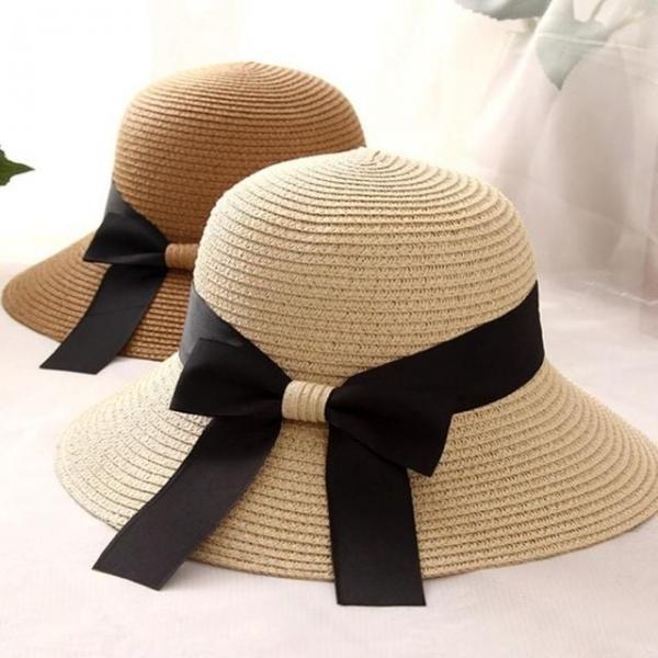 준캡 유아 아동 어린이 밀짚블랙리본 밀짚모자 봄 여름 가을 자외선차단 귀여운모자