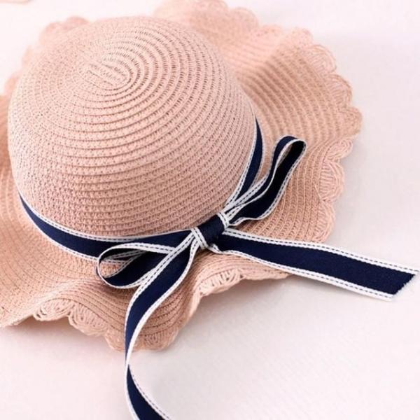 준캡 유아 아동 어린이 꽃잎챙리본 밀짚모자 봄 여름 가을 자외선차단 귀여운모자