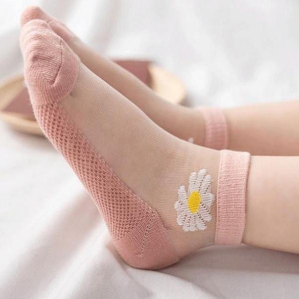 준캡 아동양말 봄 여름 신상 데이지 시스루 발목양말 5족세트 스타킹 메쉬 양말 유아동양말세트