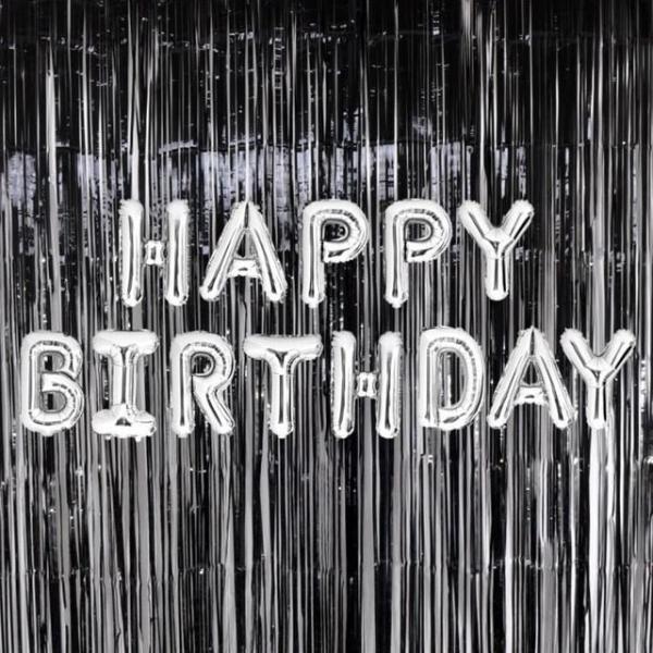 (은박풍선생일실버+커튼블랙세트) 파티 기념일 장식