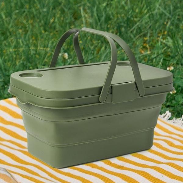 2in1 캠핑 테이블 폴딩박스 카키 캠핑수납박스 다용도박스