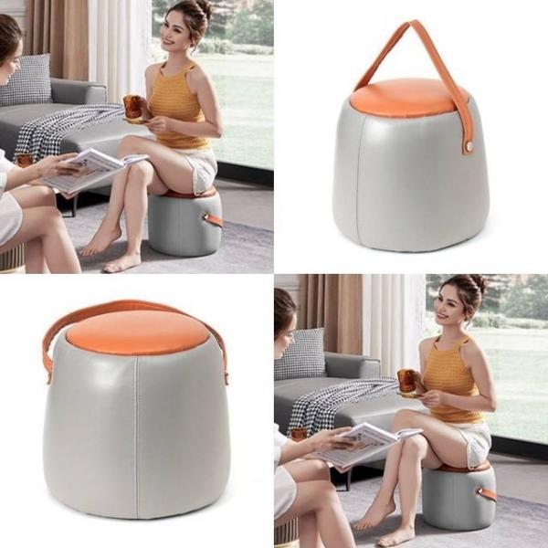 손잡이 원형 스툴 오렌지 카페스툴 쇼파발받침