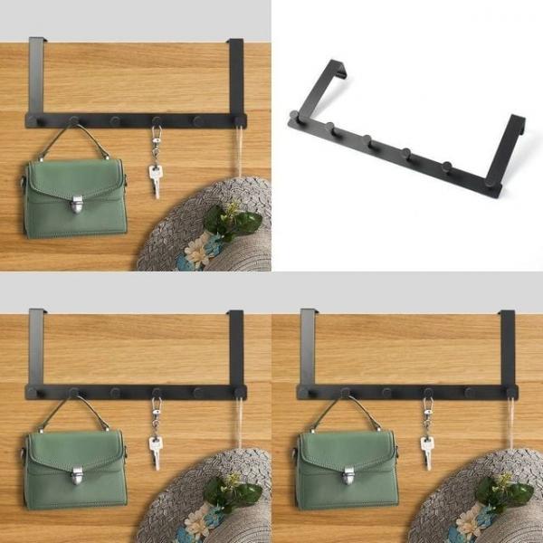 6구 도어 후크 44x18cm 블랙 문걸이 도어훅행거