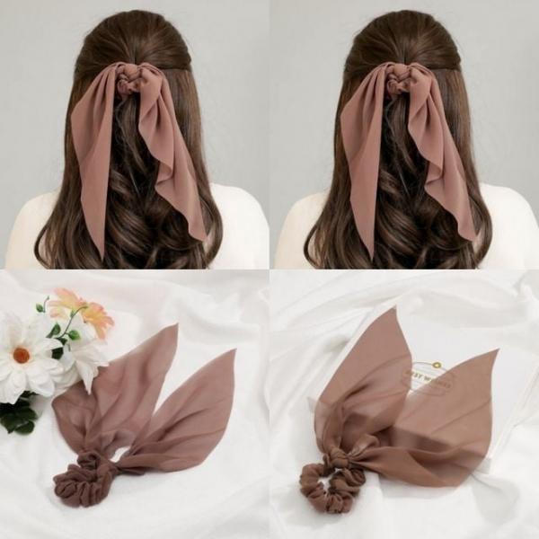 롱리본 곱창밴드 핑크 곱창머리끈 머리끈