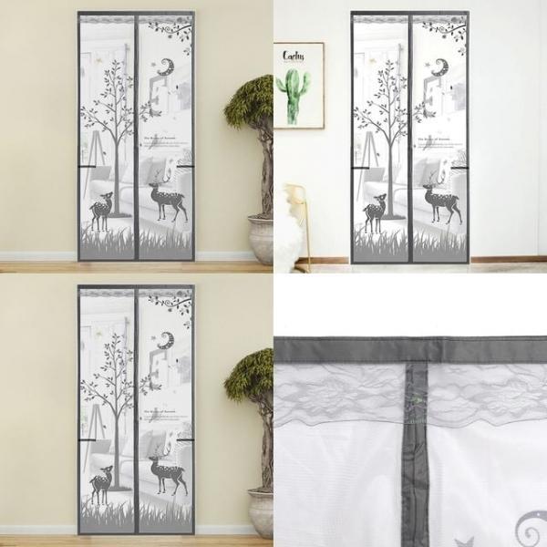 사슴 문 모기장 90x200cm 그레이 방문형모기장 아파트현관방충망