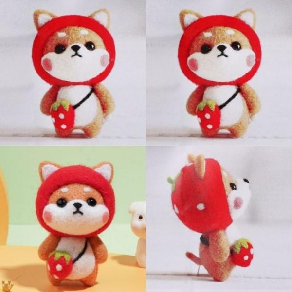 DIY 동물친구 양모키트 딸기시바견 취미키트 인형만들기재료