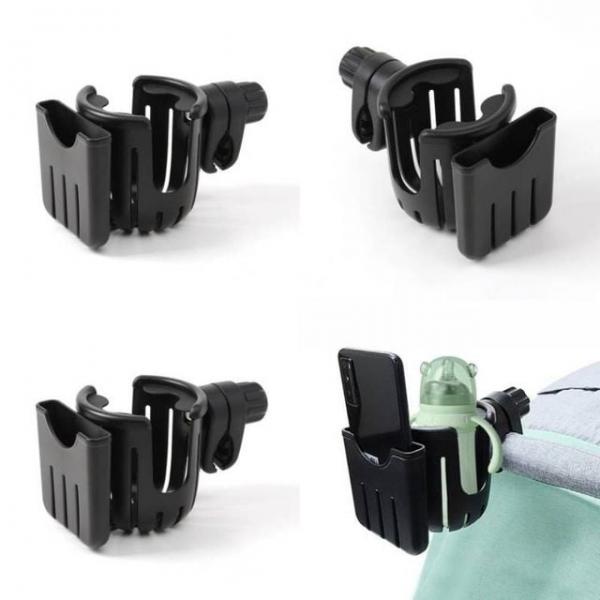 유모차 컵홀더+스마트폰거치대 블랙 젖병 휴대폰거치대