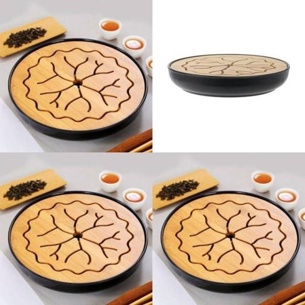 연잎 다기트레이 차판 25.5cm 블랙 찻잔받침 다기용품