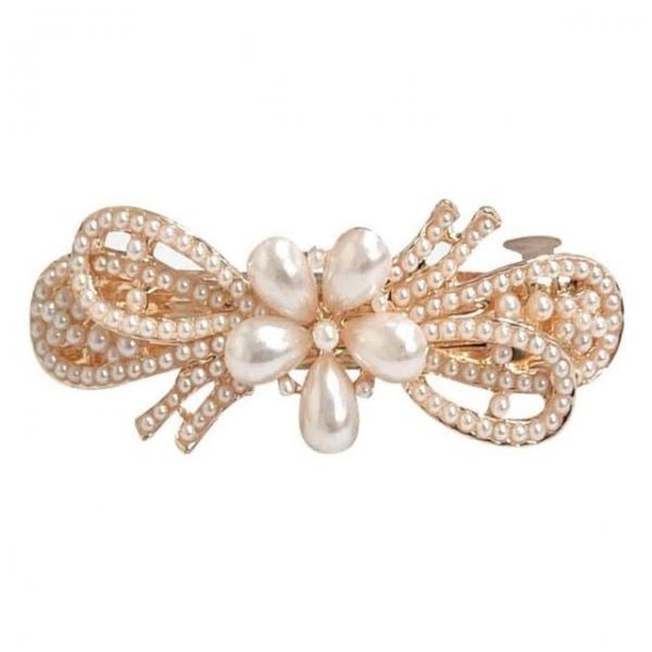 진주 겹리본 자동핀 진주핀 반묶음집게 헤어악세사리