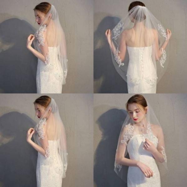 로맨스 자수 웨딩 베일 웨딩헤어소품 면사포