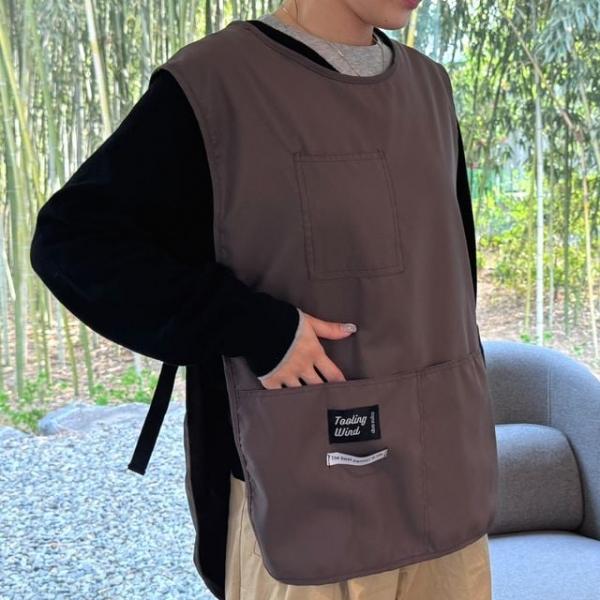 조끼형 짧은 앞치마 카키 작업앞치마 직원앞치마