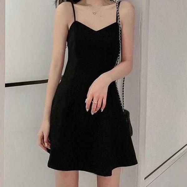 모던 실루엣 슬림 블랙 뷔스티에 원피스 RNR-0072