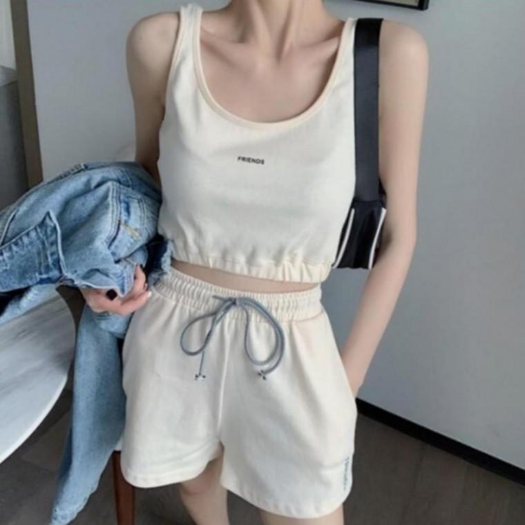 Y2K 레이스 나시 트레이닝 밴딩 반바지 숏팬츠 셋업