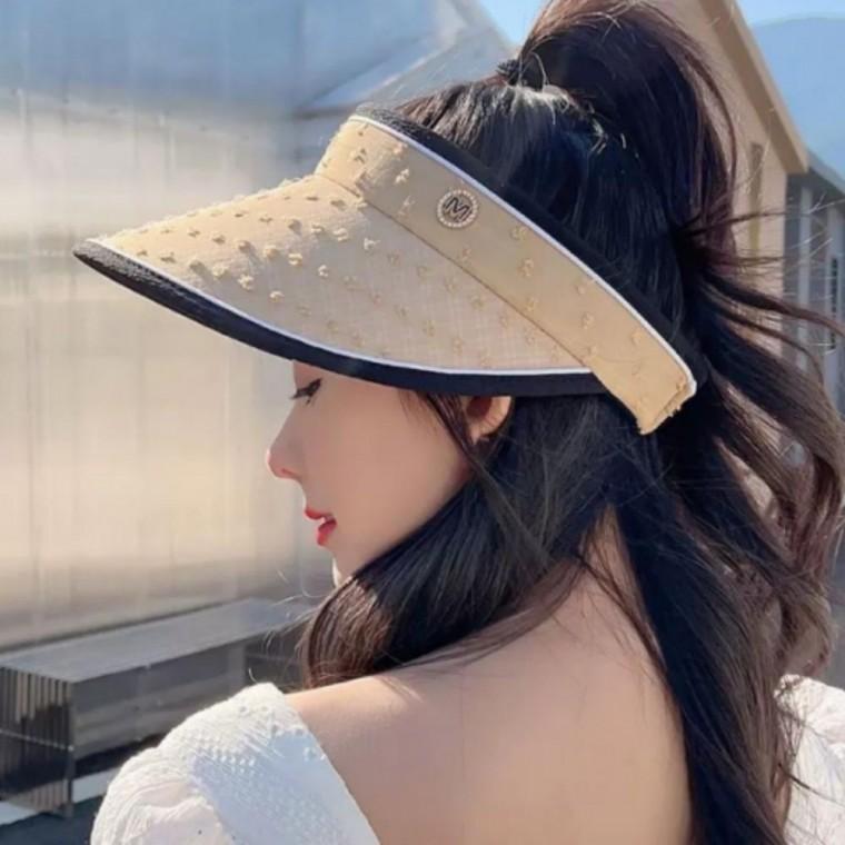큐빅 브로치 패턴 썬캡 햇빛 차단 모자 시원한