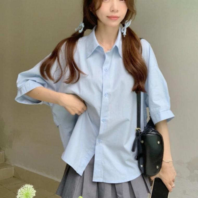 루즈핏 가오리 트임 셔츠 여성 셔츠블라우스