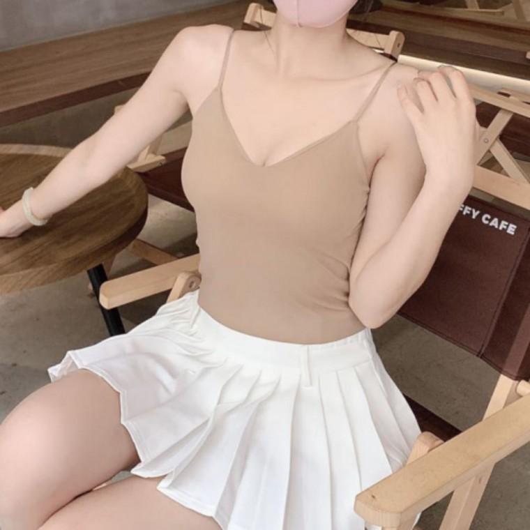 링크 하프문 크롭 나시티 크롭 끈