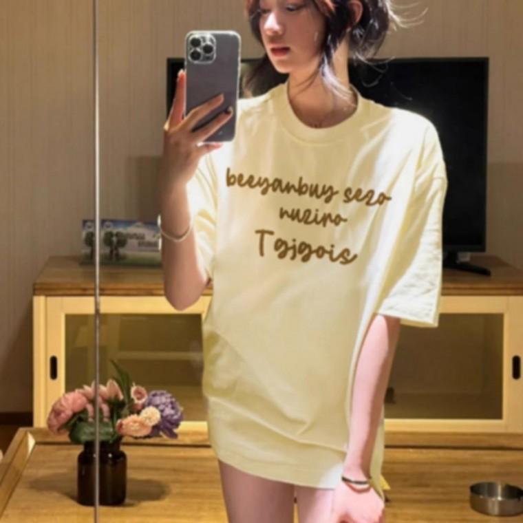 심플 레터링 루즈핏 반팔 숏슬리브 여성면티