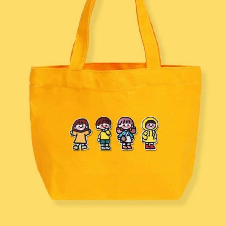 DIY 토트백 패치 옐로우 가방꾸미기 백참 와팬