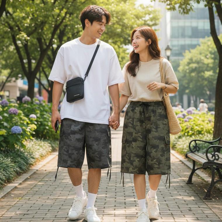 일레인 남녀 댕글링 카고 밀리터리 버뮤다 SD-260534