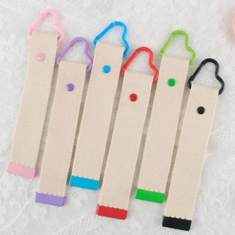 컬러 하트 정돈 고리 스트랩 키홀더 1P 패브릭 카라비너 키링 패션 소품