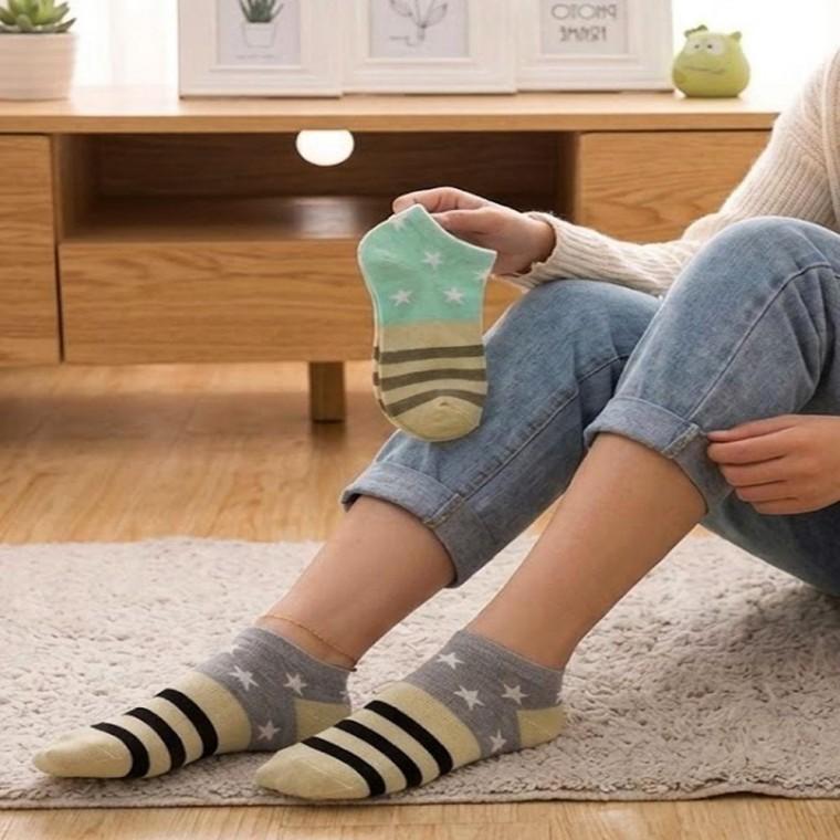 여성 스트라이프 편리 별무늬 패션양말 발목양말 10켤레