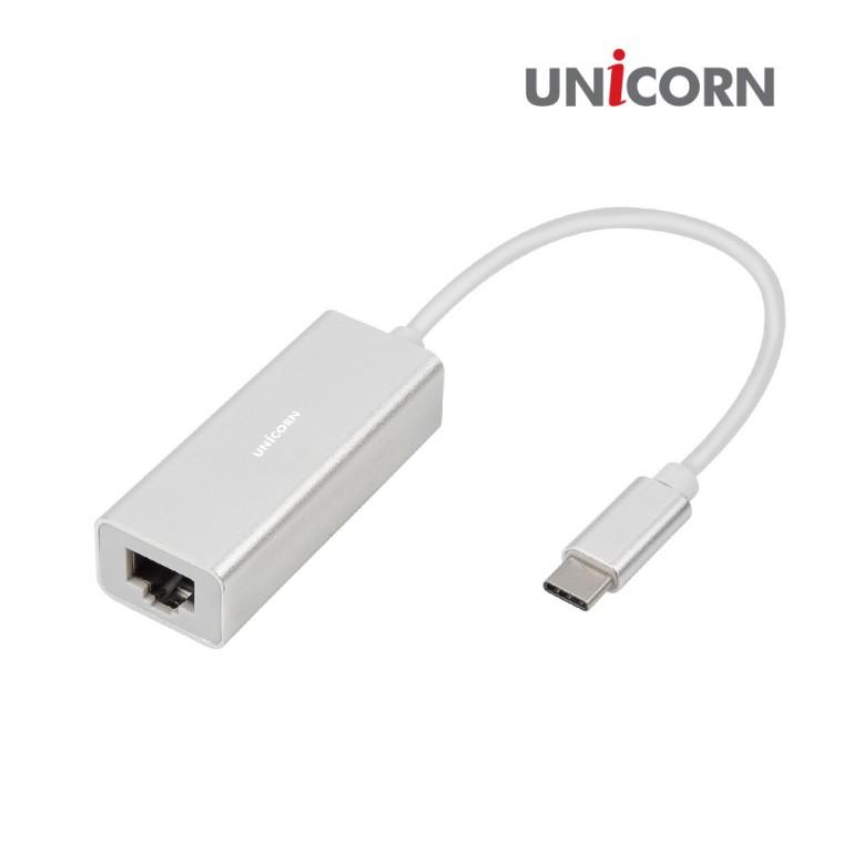 유니콘 USB C타입 유선랜카드 100Mbps 알루미늄 TC-100N
