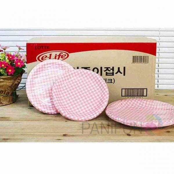 일회용접시 핑크 200개 1회용기 일회용그릇 캠핑접시 파티용접시 일회용종이접시