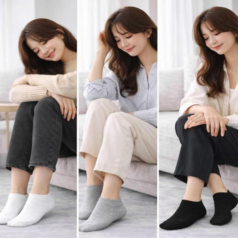 여성 기본 소프트 3컬러 베이직 사계절 발목양말 10켤레