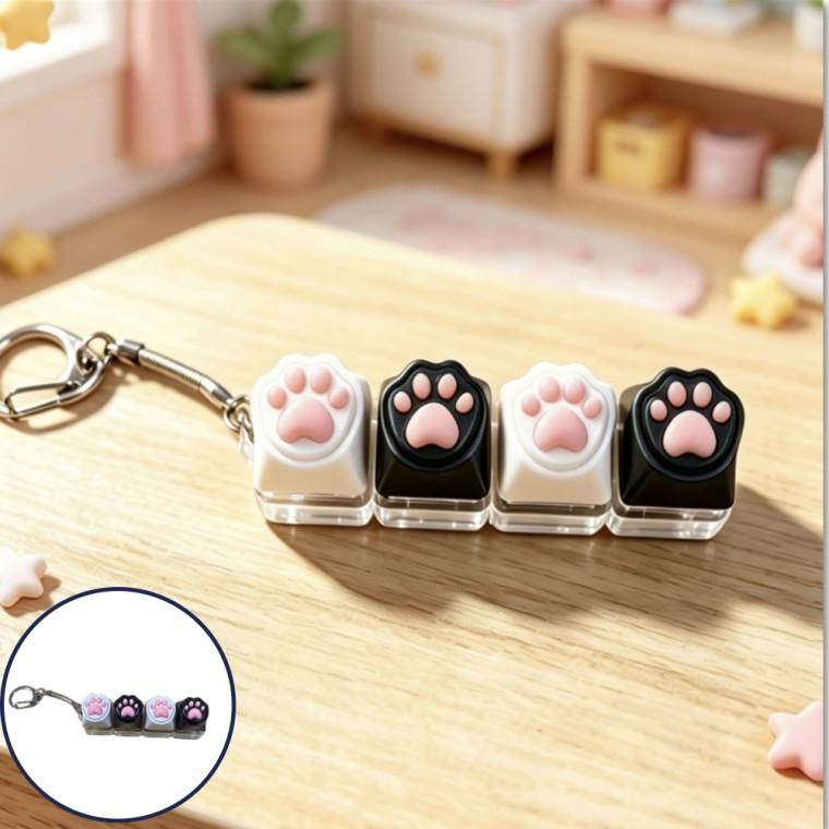 키캡키링 고양이 LED 4구 청축 딸깍이 피젯 스위치