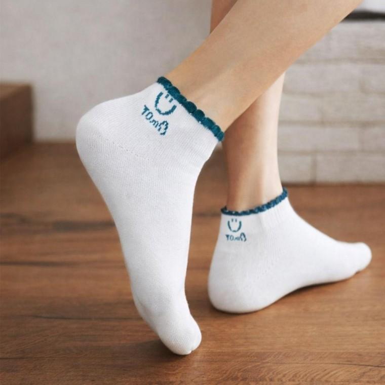여성 귀여운 안정 스마일 프릴 발목양말 패션양말 10켤레