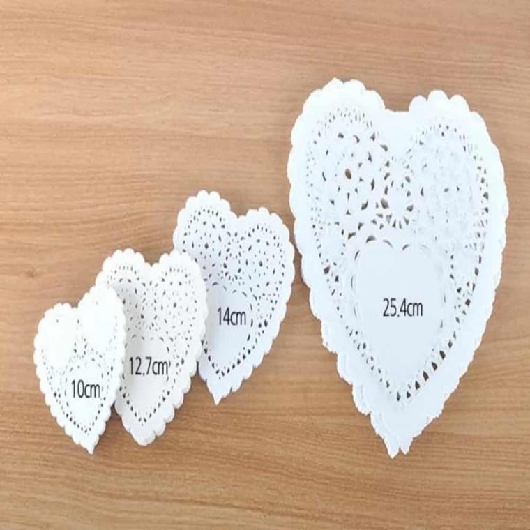 도일리 페이퍼 하트(10cm)100매 레이스페이퍼 레이스종이 컵받침 테이블장식 케이크받침 도일리페이퍼포장