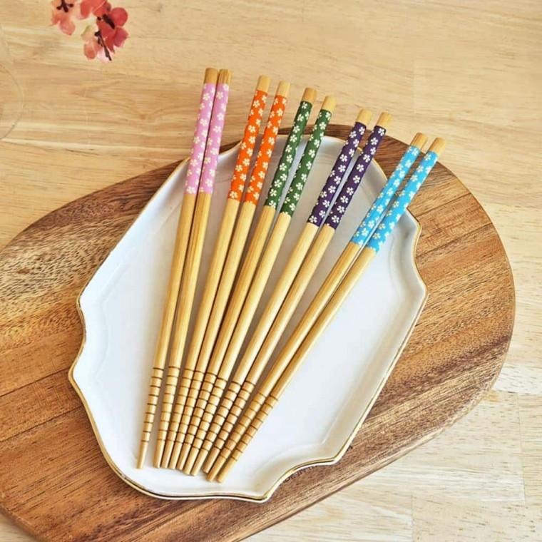 대나무 젓가락 블러썸 5P 우드젓가락 나무젓가락대용량 고급일회용젓가락