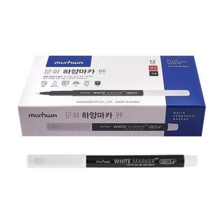 문화연필 1000 데일리 하양마카펜 수성 블랙보드마카 타(12개입)