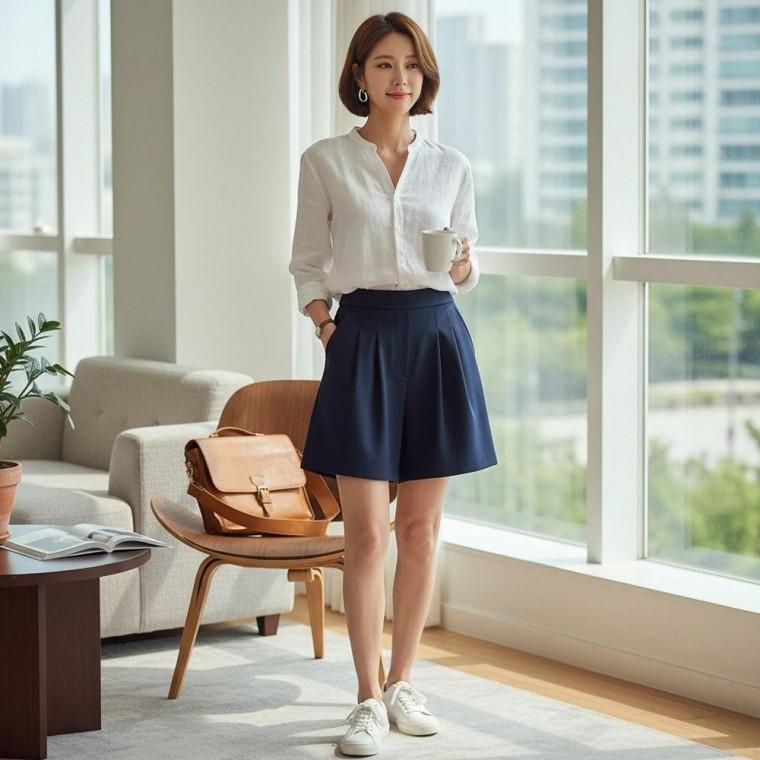 파이클로 데이지 부드러운 투턱 반바지
