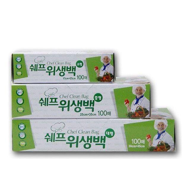 쉐프 위생백(알뜰형) 25x35 투명비닐 음식봉지