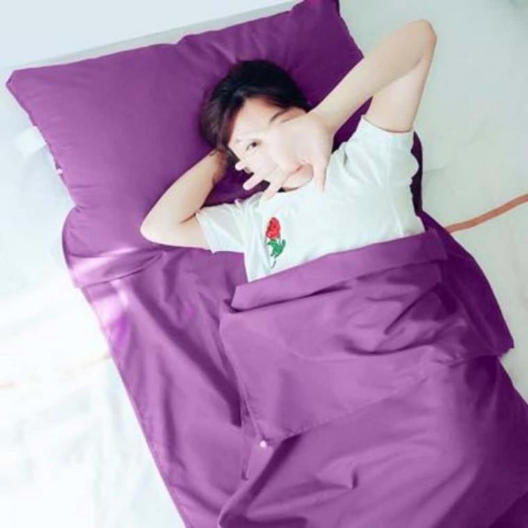여행용 베개 미포함 퍼플 침낭커버 캠핑침구 캠핑침낭