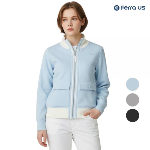 페라어스 여성 겨울 모혼방 방풍 풀집업 플랩 포켓 골프 니트 AGW54R7228