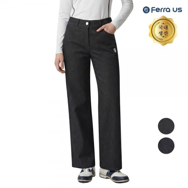 페라어스 여성 국산 자수로고 뒷밴딩 데님 골프 팬츠 APS6YE8651