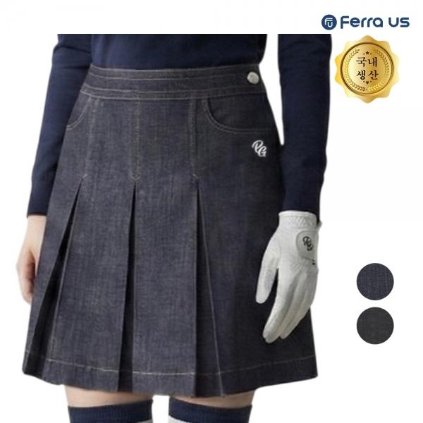 페라어스 여성 국산 로고 자수 스트레치 데님 골프 스커트 ASS6YE4304