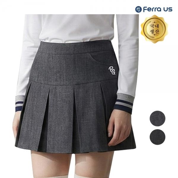 페라어스여성 국산 자수 로고 포인트 스트레치 데님 골프치마 ASS6YE4303